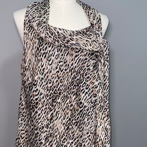 Signature by Robbie Bee Black, Cream & Brown Animal-Print Tunic Size 16W
